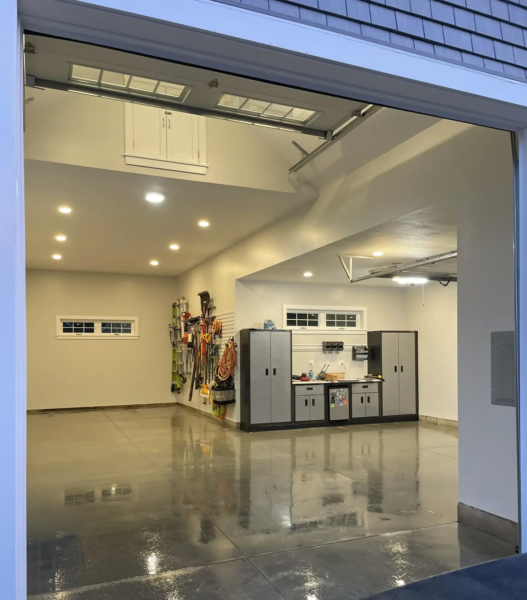 Garage interior viewed from outside